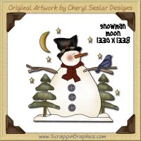 Snowman Moon Single Graphics Clip Art Download