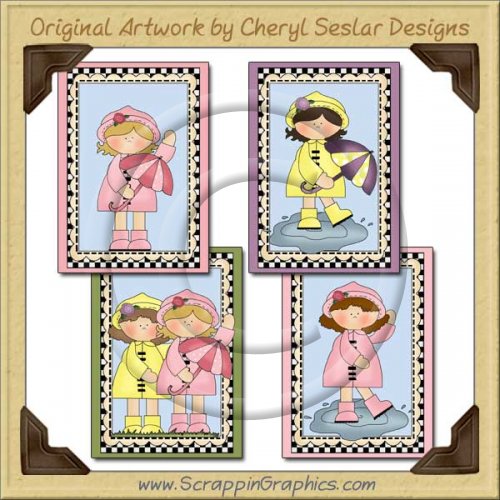 Raincoat Girls Sampler Card Collection Printable Craft Download