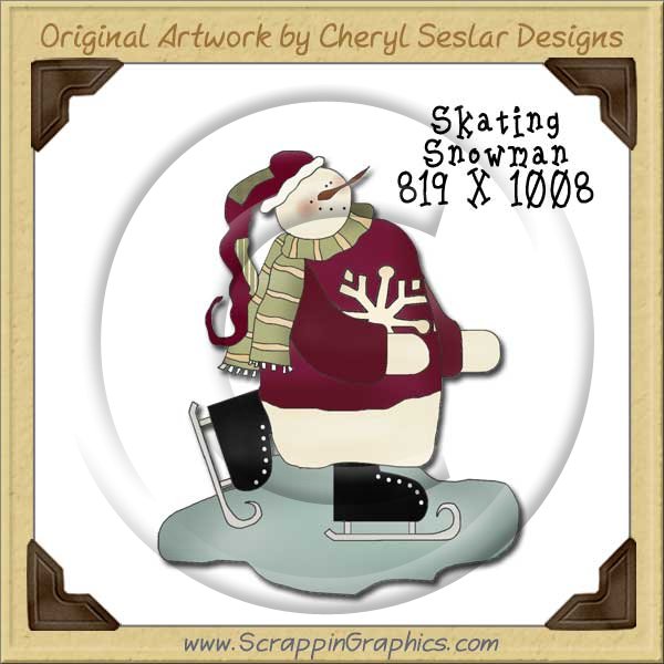 Skating Snowman Single Graphics Clip Art Download - Click Image to Close