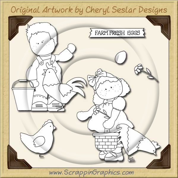 Chicken Coop Kids Digital Stamp Set Limited Pro Clip Art Graphics - Click Image to Close