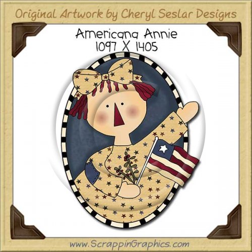 Americana Annie Oval Single Clip Art Graphic Download