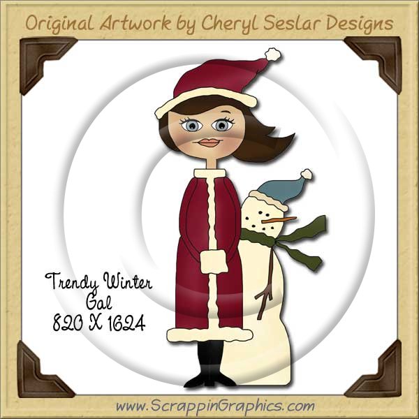 Trendy Winter Gal Single Graphics Clip Art Download - Click Image to Close