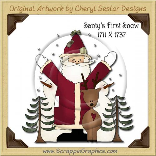 Santy's First Snow Single Graphics Clip Art Download