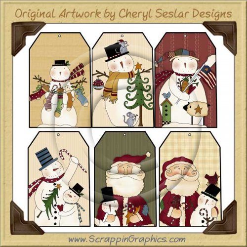 Folk Art Christmas Tags Two Collection Printable Craft Download