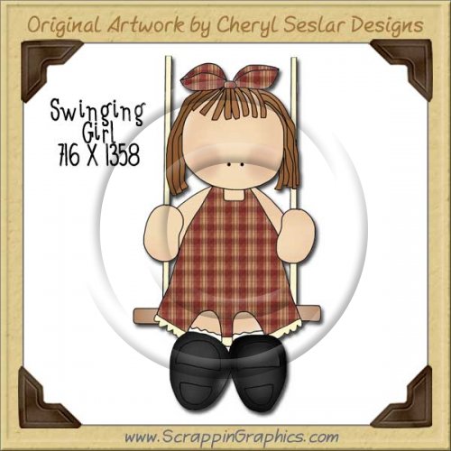 Swinging Girl Single Graphics Clip Art Download