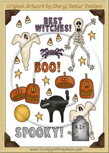 Reseller -Spooky Ooky Sticker Page Clip Art Graphics