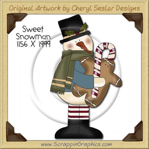 Sweet Snowman Single Clip Art Graphic Download