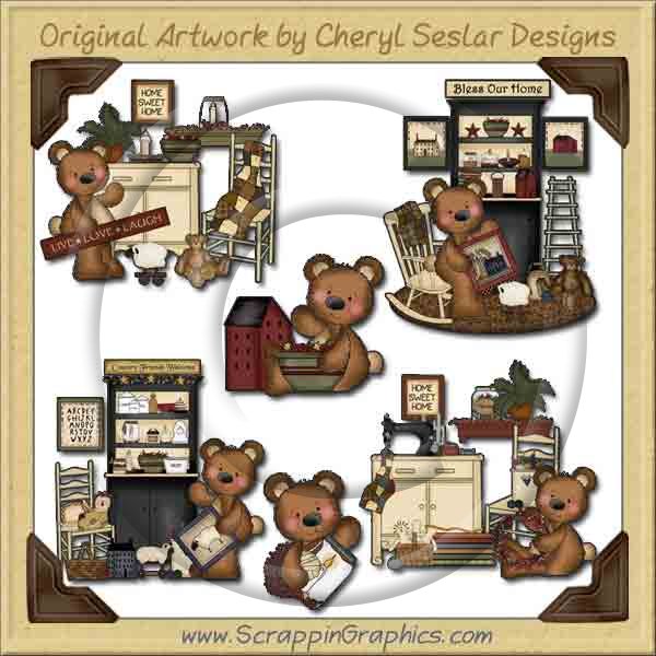 Raggedy Bears Prim Home Graphics Clip Art Download - Click Image to Close