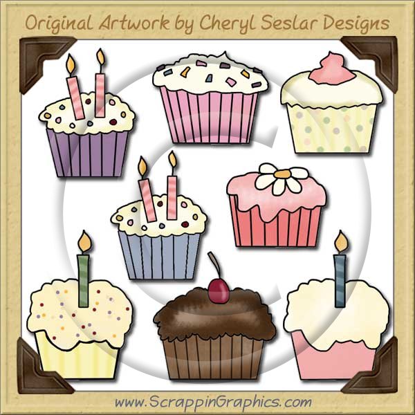 Cute Cupcakes Graphics Clip Art Download - Click Image to Close