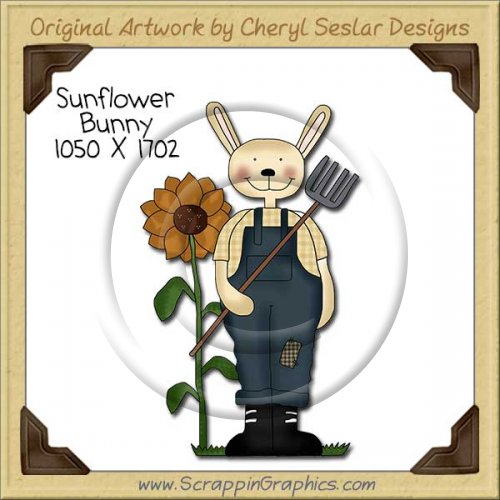 Sunflower Bunny Single Clip Art Graphic Download