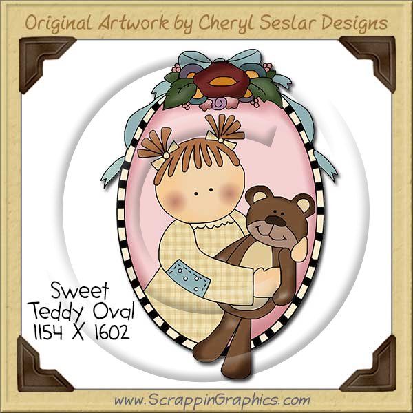 Sweet Teddy Oval Single Clip Art Graphic Download - Click Image to Close