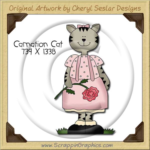 Carnation Cat Single Clip Art Graphic Download - Click Image to Close