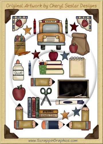 Reseller -School Days Sticker Page Clip Art Graphics