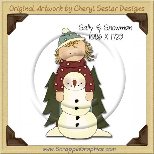 Sally & Snowman Single Graphics Clip Art Download