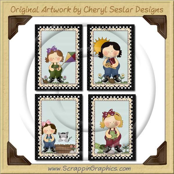 Sweet Little Girl Sampler Card Printable Craft Download - Click Image to Close