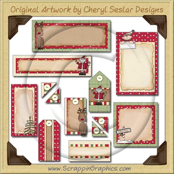 North Pole Friends Journaling Delights Digital Scrapbooking Graphics Clip Art Download - Click Image to Close