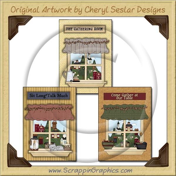 Prim Window Sampler Card Collection Printable Craft Download - Click Image to Close