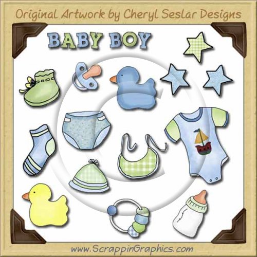 Baby Boy Elements Collection Graphics Clip Art Download