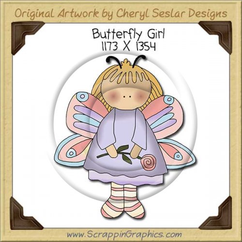 Butterfly Girl Single Clip Art Graphic Download