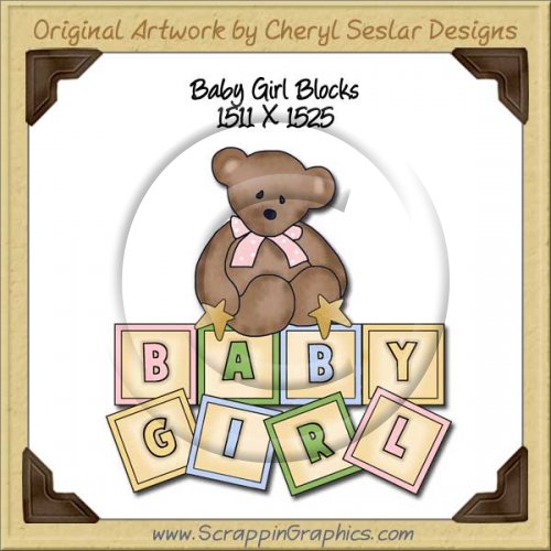 Baby Girl Blocks Single Graphics Clip Art Download