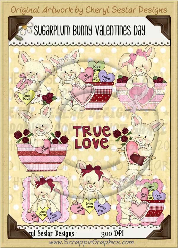 Sugarplum Bunnies Valentine Day Limited Pro Clip Art Graphics - Click Image to Close