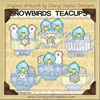 Snowbird Teacups Limited Pro Clip Art Graphics