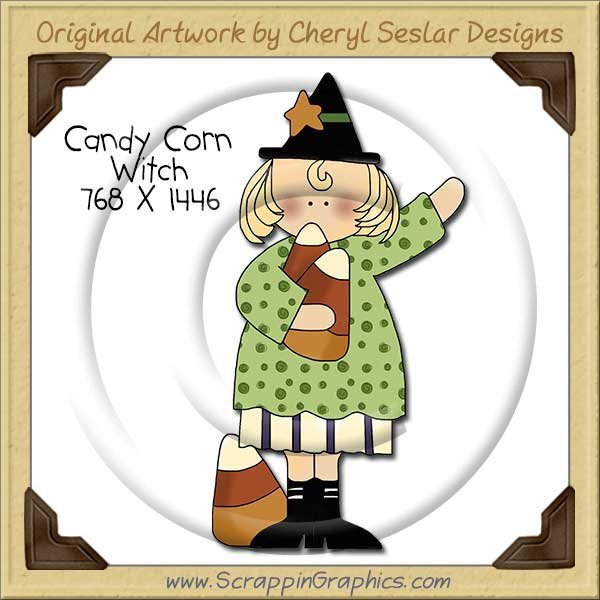 Candy Corn Witch Single Clip Art Graphic Download - Click Image to Close