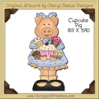 Cupcake Pig Single Clip Art Graphic Download