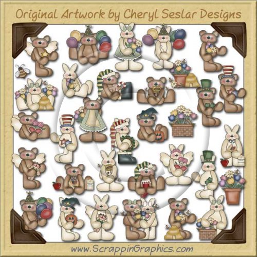 All Occasion Bears & Hares Collection Clip Art Download