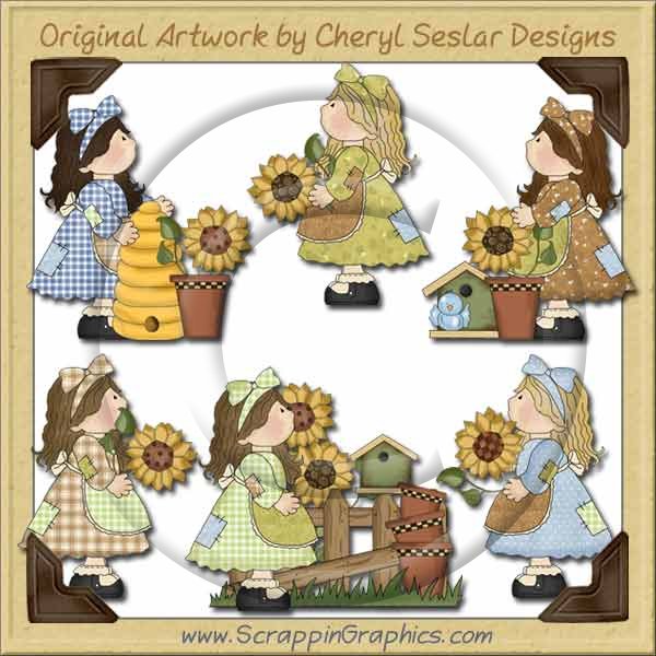 Patchwork Sunflower Girls Limited Pro Graphics Clip Art Download - Click Image to Close