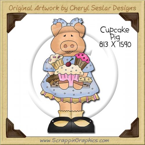 Cupcake Pig Single Clip Art Graphic Download