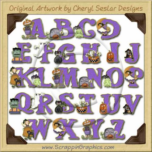 Cute N Scary Alphabet & Numbers Clip Art Download