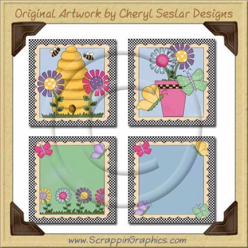 Butterflies & Blooms Blocks Graphics Clip Art Download