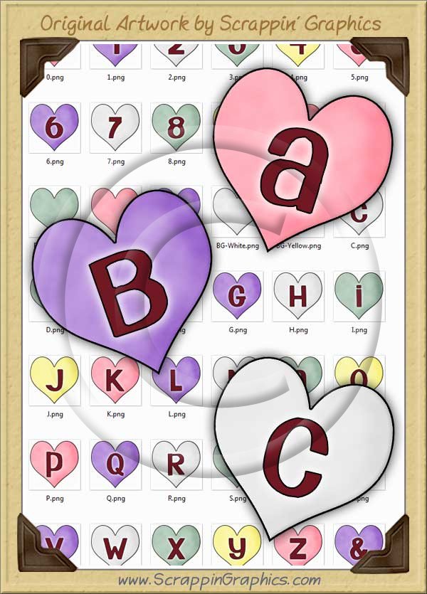 Candy Hearts Letters & Numbers Clip Art Graphics - Click Image to Close