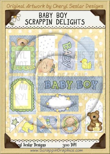 Baby Boy Scrappin' Delights Clip Art Graphics
