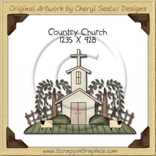 Country Church Single Clip Art Graphic Download