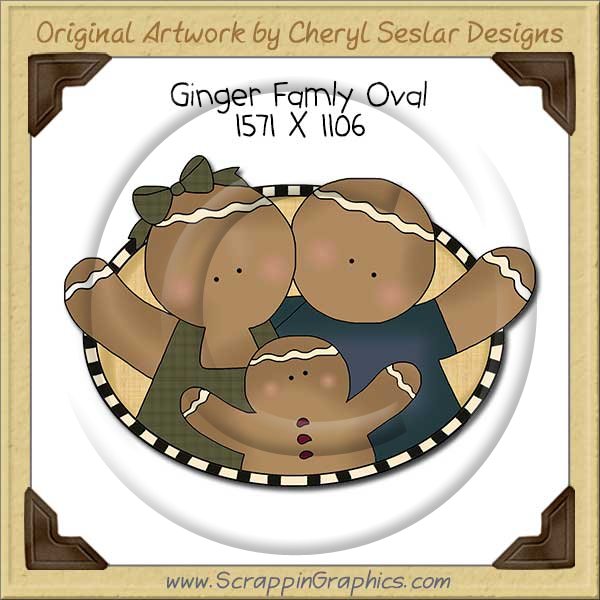 Ginger Famly Oval Single Clip Art Graphic Download - Click Image to Close