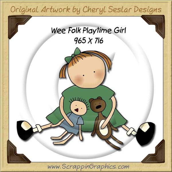 Wee Folk Playtime Girl Single Graphics Clip Art Download - Click Image to Close