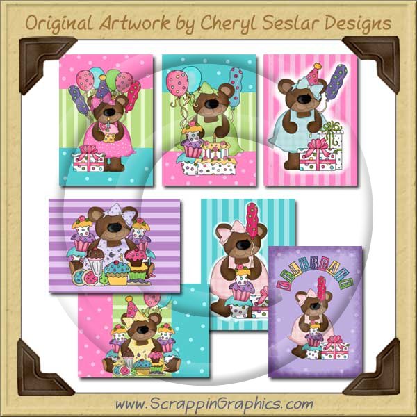 Celebration Bear Cards Collection Printable Craft Download - Click Image to Close