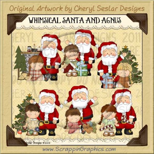 Whimsical Santa & Angus Limited Pro Clip Art Graphics