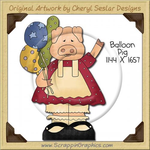 Balloon Pig Single Clip Art Graphic Download