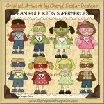 Bean Pole Kids Superhero Limited Pro Clip Art Graphics
