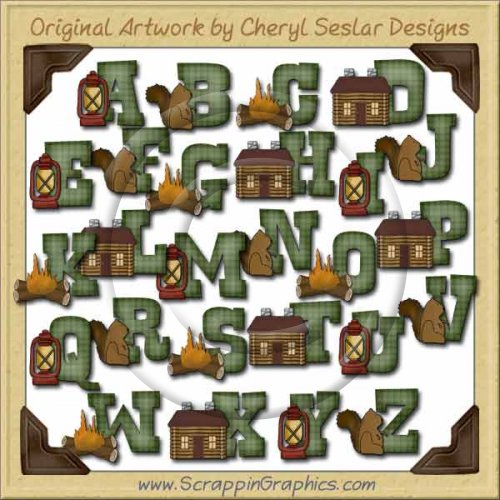 Cabin Alphabet & Numbers Graphics Clip Art Graphics