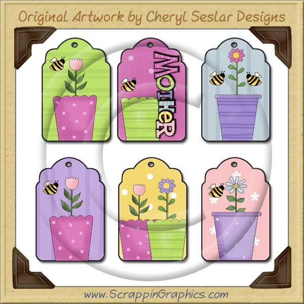 Flower Pot Tags Collection Printable Craft Download - Click Image to Close