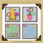 Butterflies & Blooms Blocks Graphics Clip Art Download