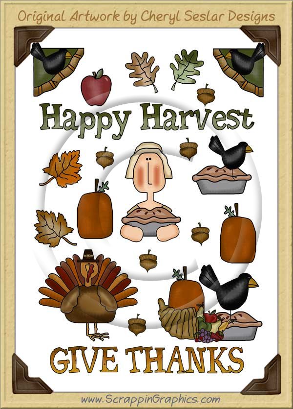 Reseller -Happy Harvest Sticker Page Clip Art Graphics - Click Image to Close