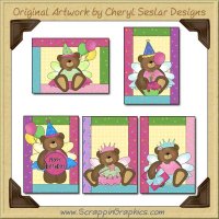Princess Birthday Bear Sampler Card Printable Download