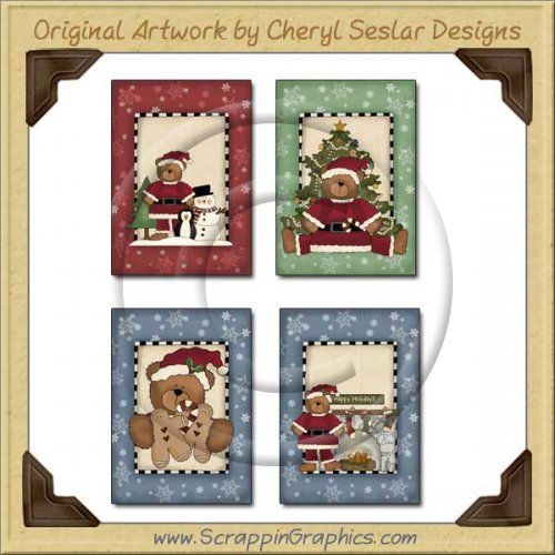 Santa Bear Cards Sampler Printable Craft Download