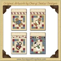 Whimsical Winter Celebration Cards Sampler Printable Download