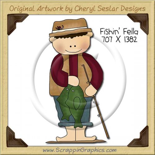 Fishin' Fella Single Clip Art Graphic Download